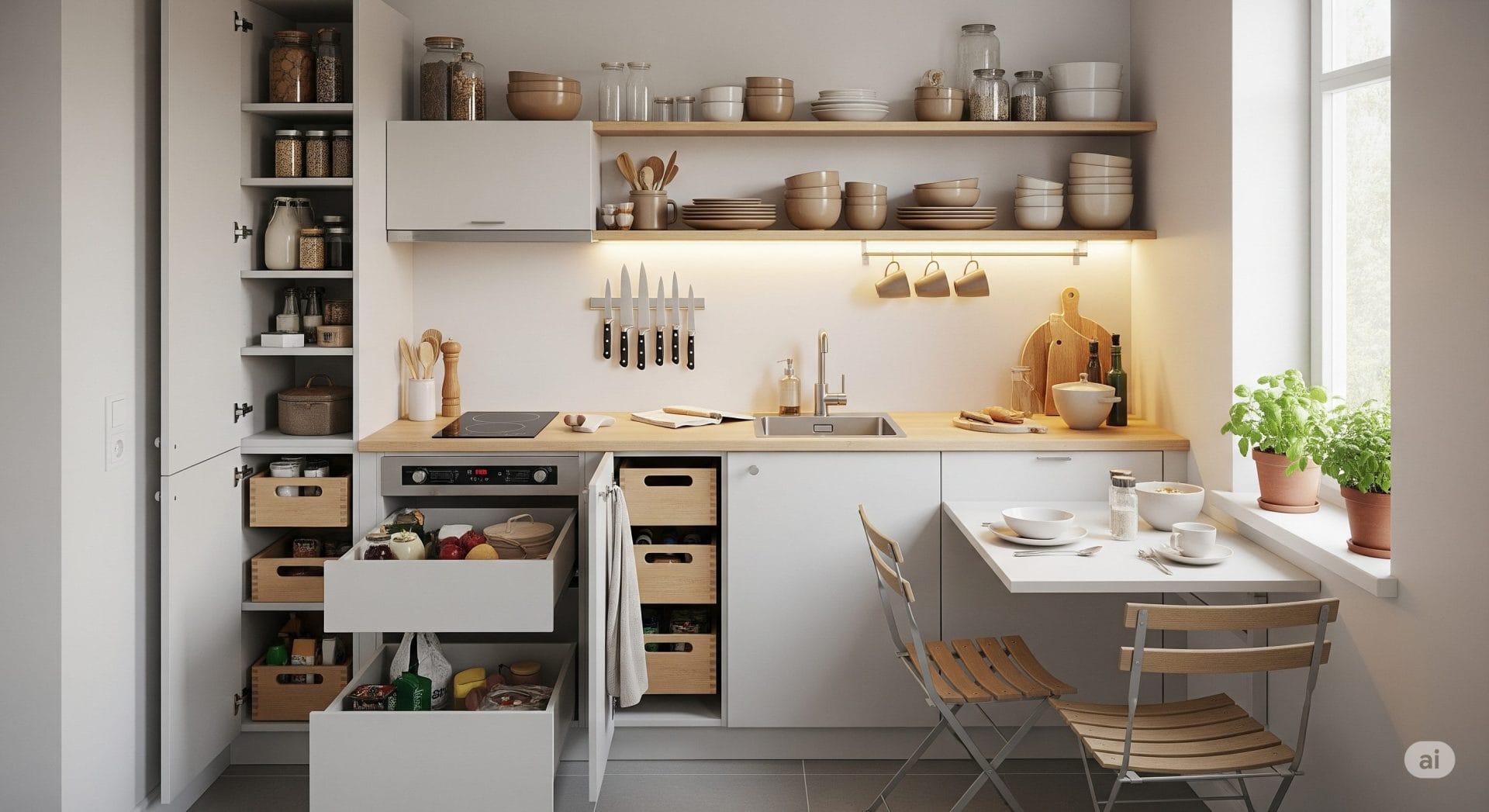 Tips To Organize Your Kitchen Furniture For Narrow Areas